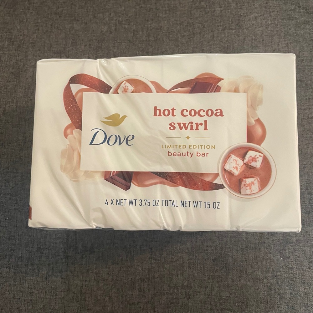 4 Pack Dove Hot Cocoa Swirl Limited Edition Holiday‎ Treats Beauty Bar 15 oz